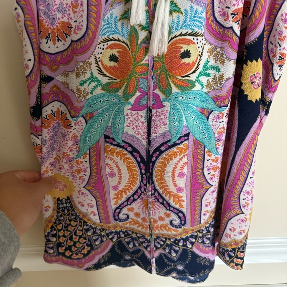 Rose + Olive Women’s Summer Preppy Vibrant Paisley Floral Tank Top Size Medium - Picture 3 of 6